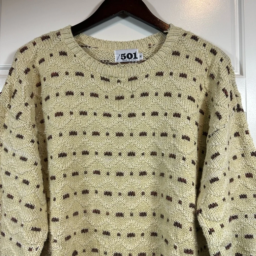 Vintage Trader Bay 501 Made in the USA Grandpa Textured Sweater in Cream Size M